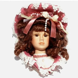 VINTAGE Porcelain Victorian Doll Head Holiday Christams Tree Ornament